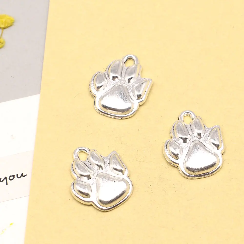 5pcs 16x20mm Bear Paws Charms Women Pendant Accesori Jewelri Antique Silver Color