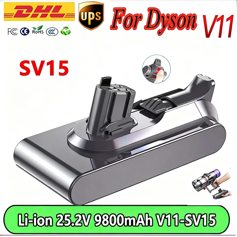 25.2V 6800mAh/9800Ah Click-in Battery for Dyson V11 V15 Vacuum Cleaner SV22 SV28 SV29 V15 Absolute SV15 SV16 SV17 Fluffy Animal