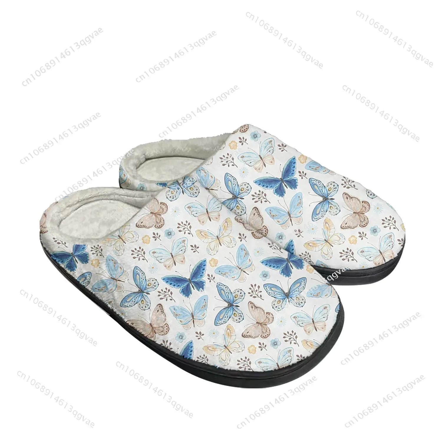 Borboleta imprime chinelos de algodão em casa, chinelo térmico personalizado, casual manter sapato quente, sapatos de quarto de pelúcia para homens e mulheres, alta qualidade