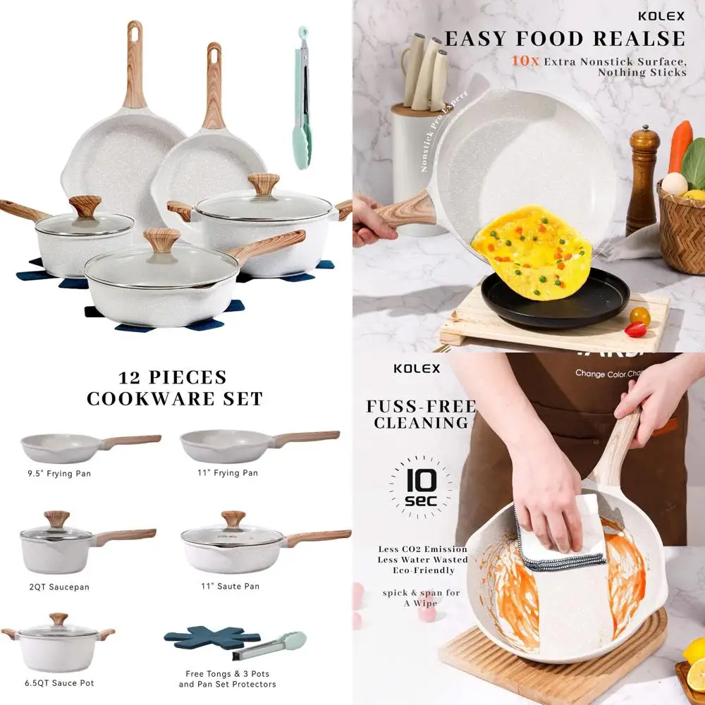 

10-Piece Copper Pan Luxury Induction Cookware Set, Non-Stick, 21.5 x 11.5 x 11
