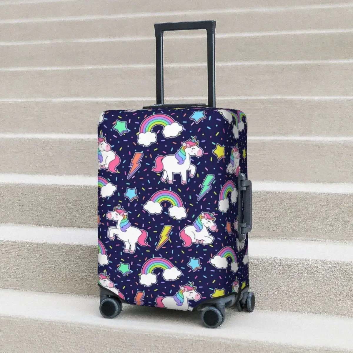 Cute Unicorn Cartoon Suitcase Cover Rainbow  Thunder Travel Flight Practical Luggage Supplies Protector