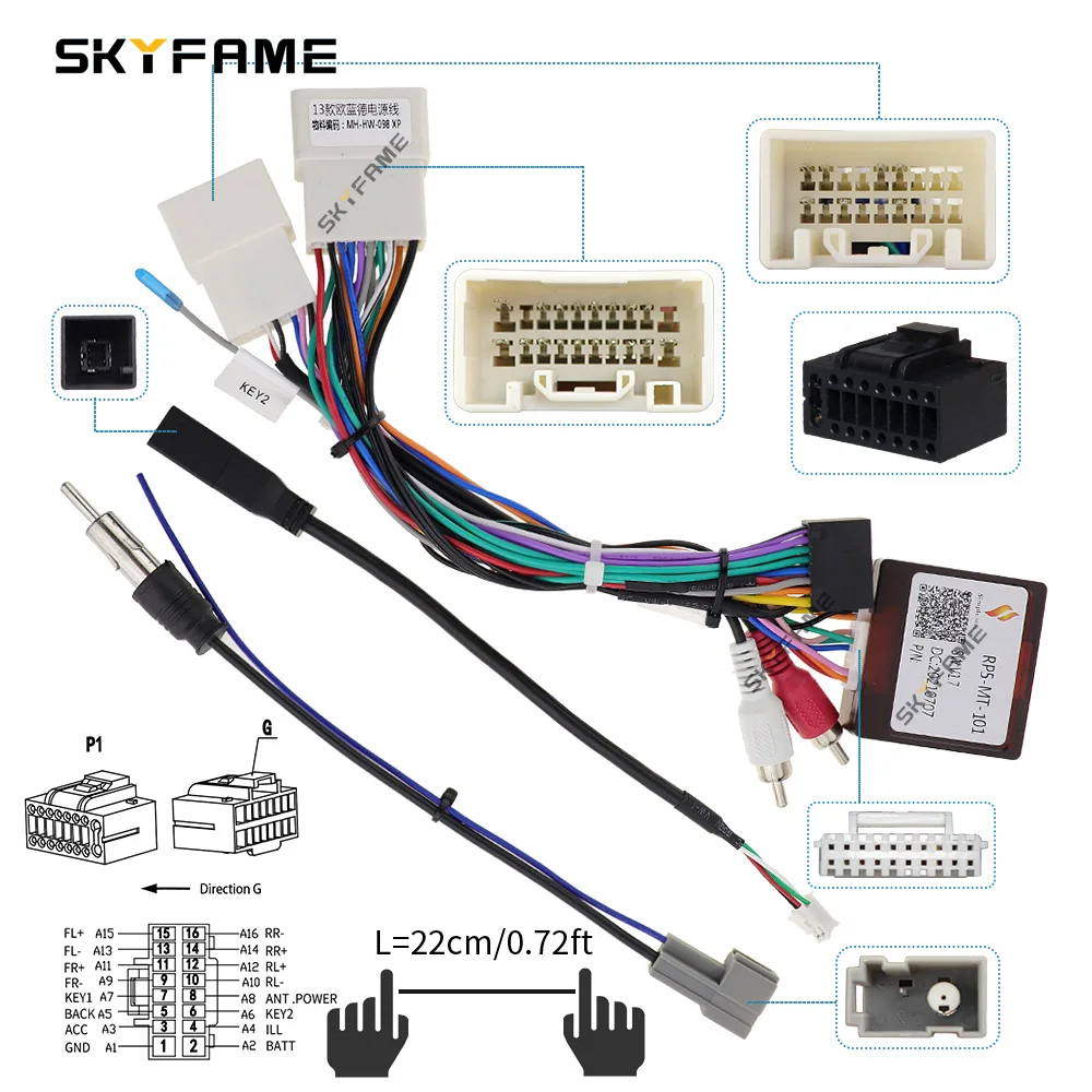 16Pin Car Wiring Harness  Adapter Canbus Box Rockford Decoder For Peugeot 4007 Mitsubishi Pajero ASX Outlander Lancer RP5-MT-101 view 3
