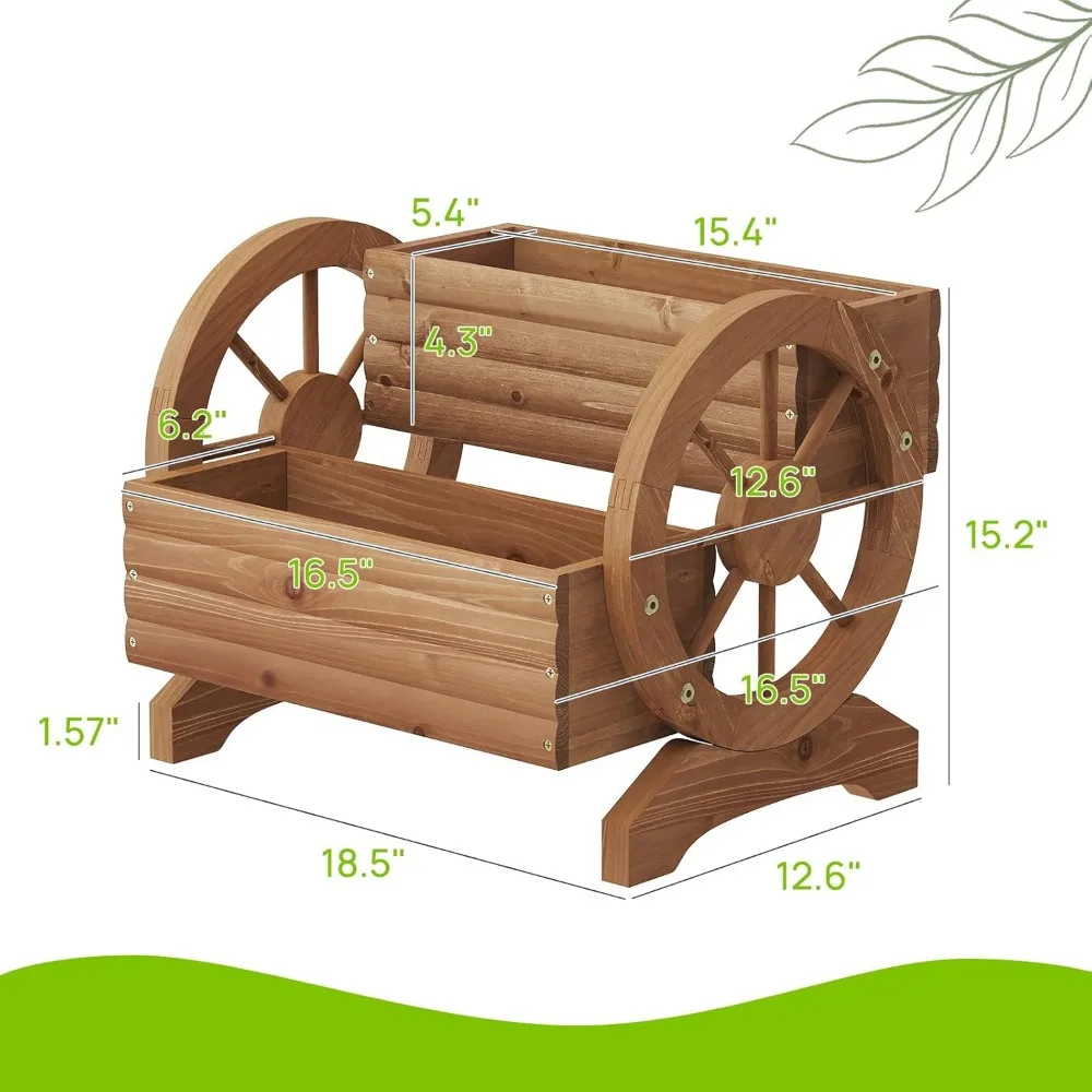 وعاء نباتات خشبي مع عجلات لديكور الحديقة الخارجية، وعاء نبات داخلي لشرفة الفناء #2