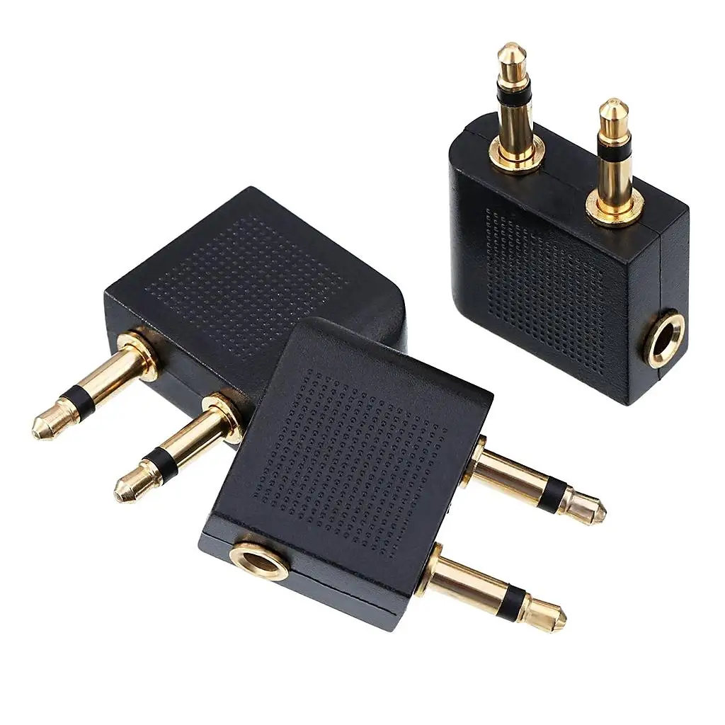 3x Quality Airplane Airline Headphone Socket Adapter 3.5mm Gold Plated