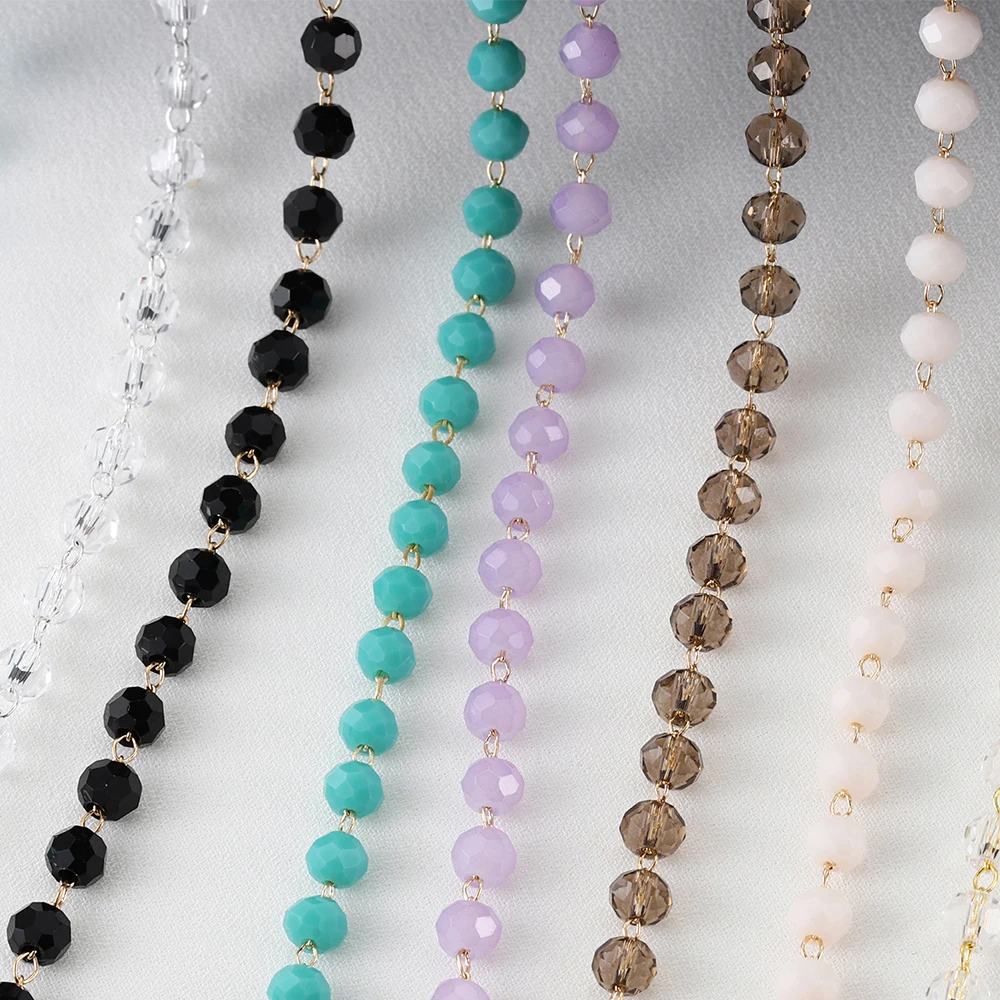 1M 4mm Crystal Copper Chain Multi Color Beads Chain Necklace Bracelet Costumes for Jewelry Making Components Crafts Bracelet DIY