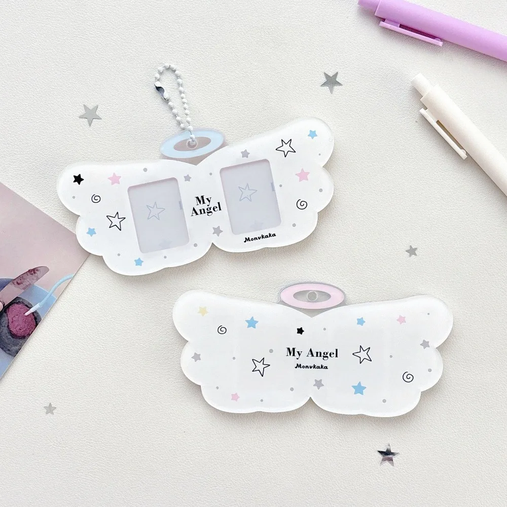 

Sweet Angel Wings Card Sleeve Pendant Bag Pendant DIY Design Photocard Holder Clear Photo Card Protector