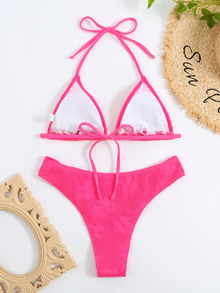 Sexy Solid Print Bikinis 2 Piece Set Women Split Swimsuit Backless High Waist Beach Lace Up Bikinis 2026 New Summer Bikinis Set