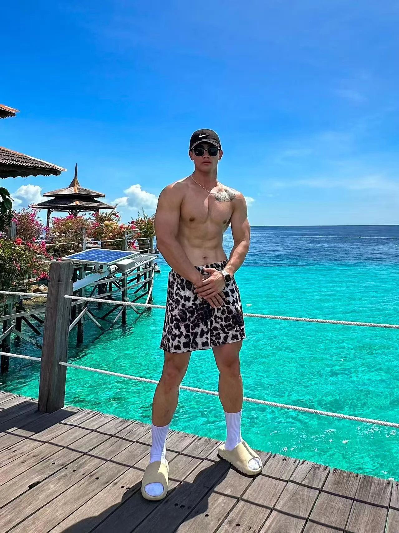 

American Sle Qui Dry Leopard Print Baskeall orts Summer Swimming Beach orts Youthful Casual Thin Leggings for Teens