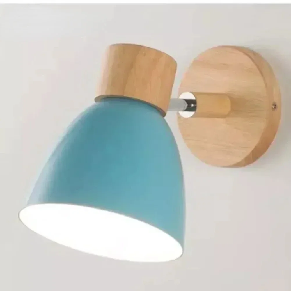 

Wooden Nordic Modern Wall Lamp 6 Colours Rechargeable Lights Indoor Home Living Room Bedside E27 Lights Wall Sconce