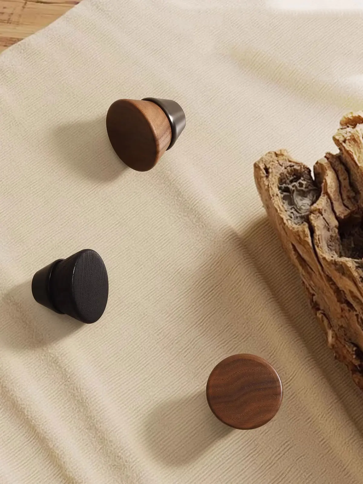 Black Walnut Solid Wooden Knobs for Cabinets and Drawers Modern Simple Kitchen Cupboard Door Handles Bedroom Wardrobe Pulls