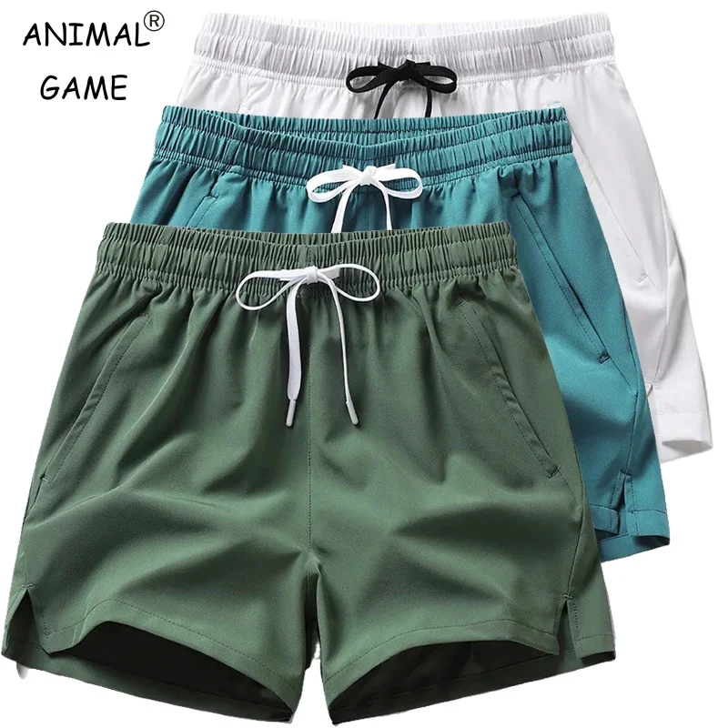 

New Mens Fitness Lightweight Sweatpants Summer Casual Pockets Shorts Basic Solid Color Short Pants Jogging Beach Shorts MenKV