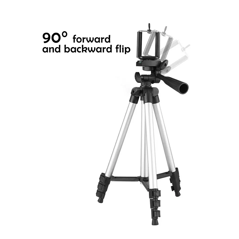 Camera Phone Tripod Foldable Portable Lightweight Aluminum Tripod Adjustable Height with Phone Clip for Gopro iPhone Samsung