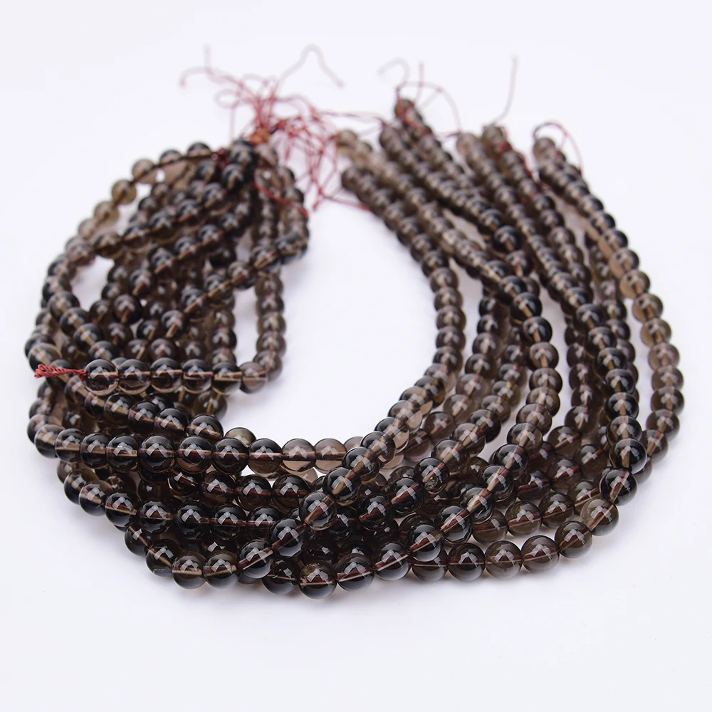 APDGG 8mm Natural Smoky Quartz Smooth Round Loose Beads Strands 15.5" Jewelry DIY view 3