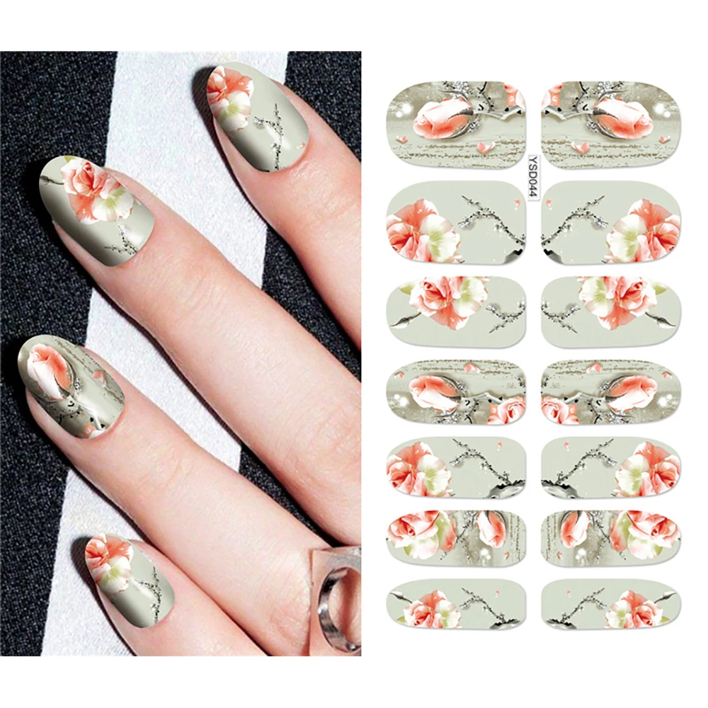 Watermark Nail Art Sticker Moon Leopard Color Water Transfer Nail Art Decoration Big Flowers Nail Art Transfer Stickers For Nail