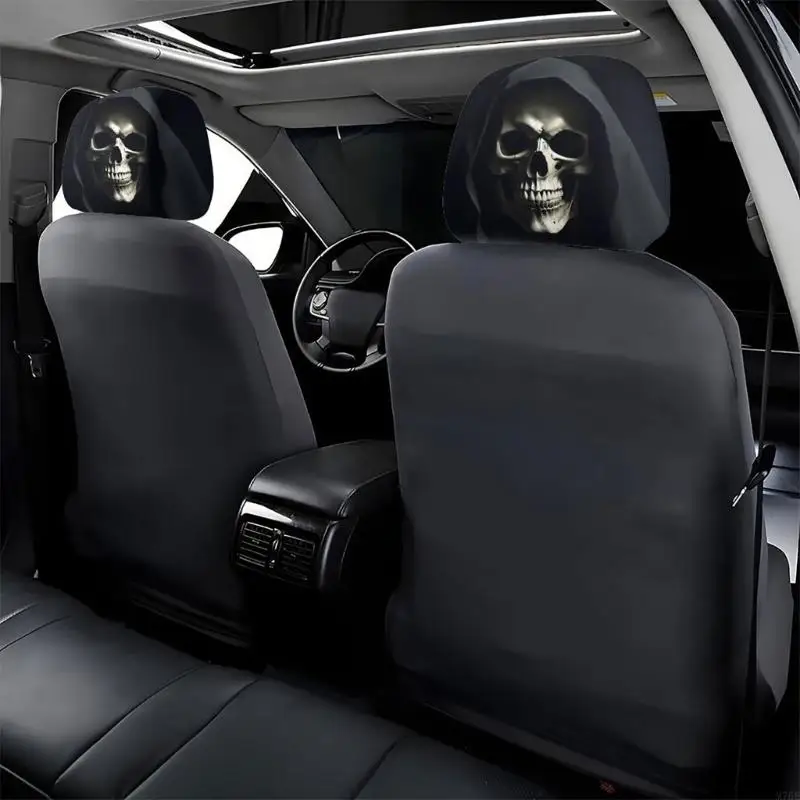 M76E Humorvoller Kopfstützenschutz für Auto-Schädel-Gesichts-Dekorationen, Polyesterstoff – Detail 10