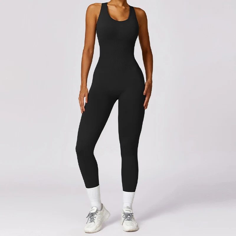 Tuta da palestra Naked Feeling Tuta da yoga senza schienale da donna Set di abbigliamento sportivo Tuta sportiva da donna Tute da allenamento