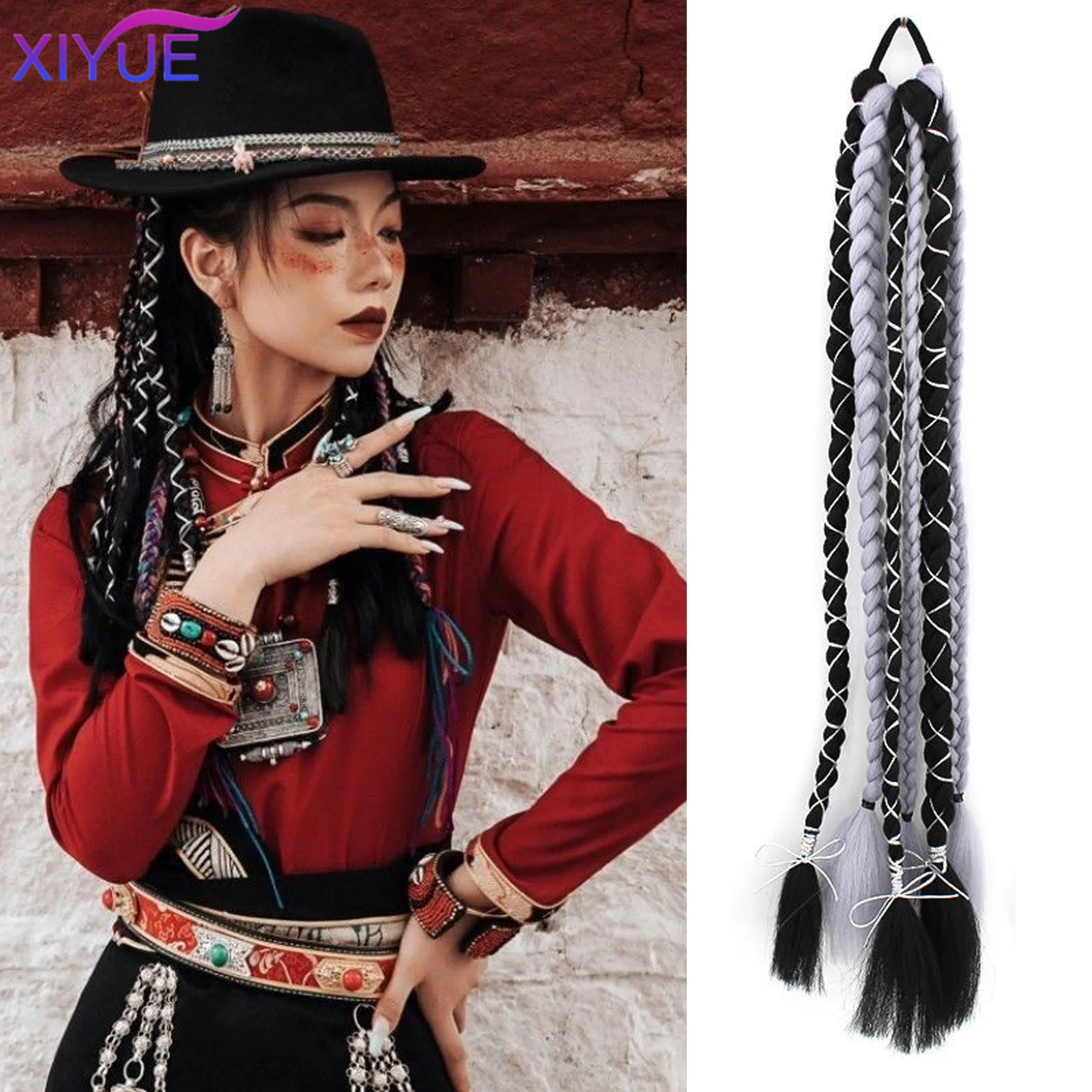 

Fashion Cute Braid Head Rope Wig Playful Girls Handmade Fishbone Twist Braids High Ponytail Hair Accessories for Woman Daily Use