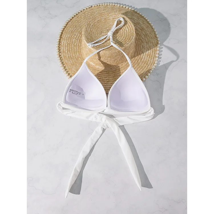 XS - XL ใหม่เซ็กซี่ Push Up Bra ถ้วย Halter บิกินี่ Top ชุดว่ายน้ําหญิงผู้หญิงชุดว่ายน้ํา Bather ชุดว่ายน้ําว่ายน้ํา Solid Beach Top