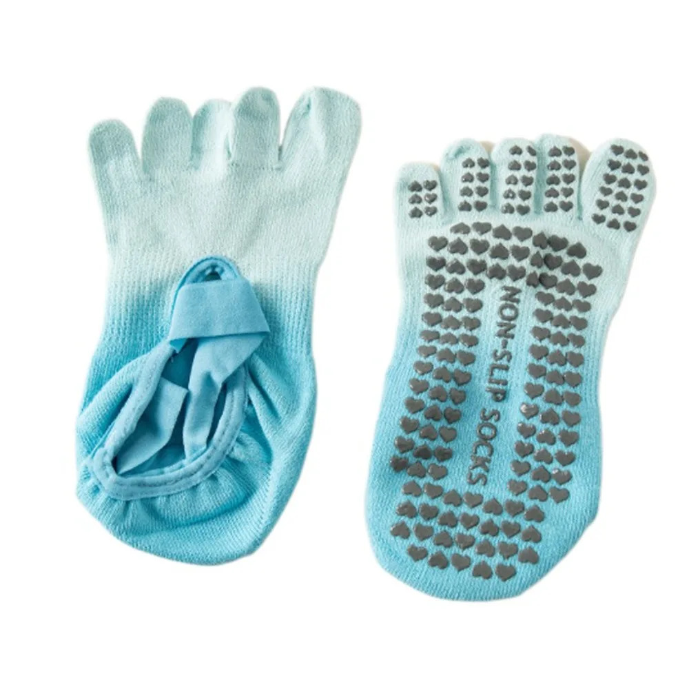 

1 Pair Anti Slip Five Finger Yoga Socks Cross Strap Professional Split Finger Yoga Socks Heel Protector Cotton