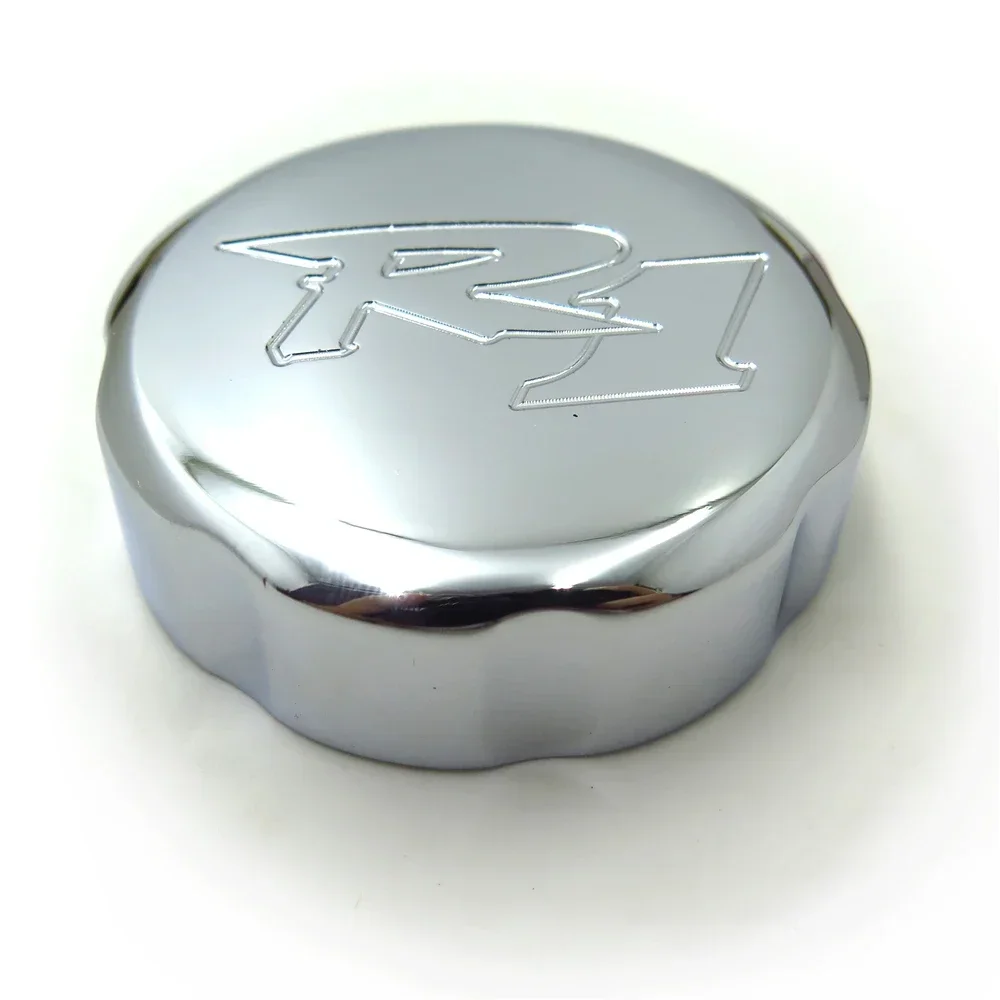 

"R1" Engraved Brake Fluid Reservoir Cap for Yamaha YZF R1 1998-2012 Aftermarket Motorcycle Part & Accessory Chrome/Black Billet