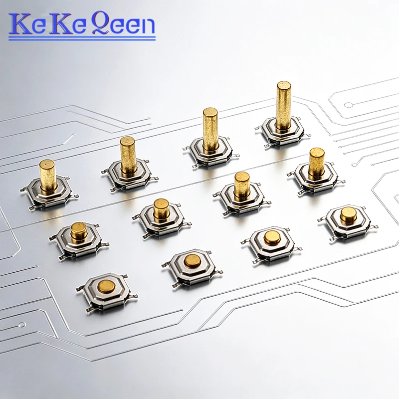 50-100pcs 4*4mm 5.2x5.2mmH=1.5/1.6/1.7/2.0/2.5/3/4/5/6/7/8/9mm Momentary Metal Tact Push Button Switch 260GF SMT 4PIN Key Button