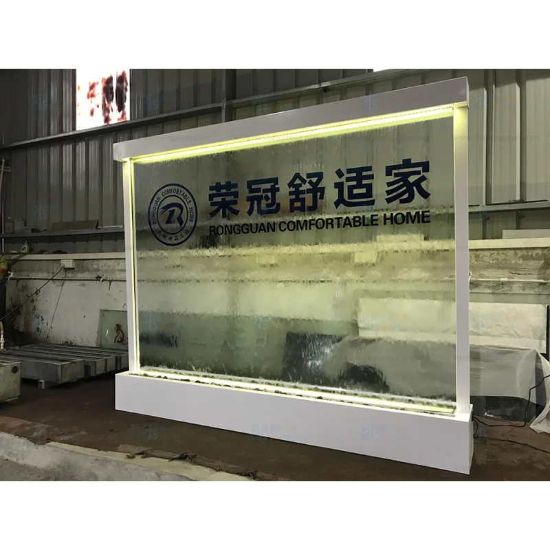custom.Customized Indoor Waterfall Fountain with Company Contemporary Design Glass Wall Restaurant & Shopping Mal