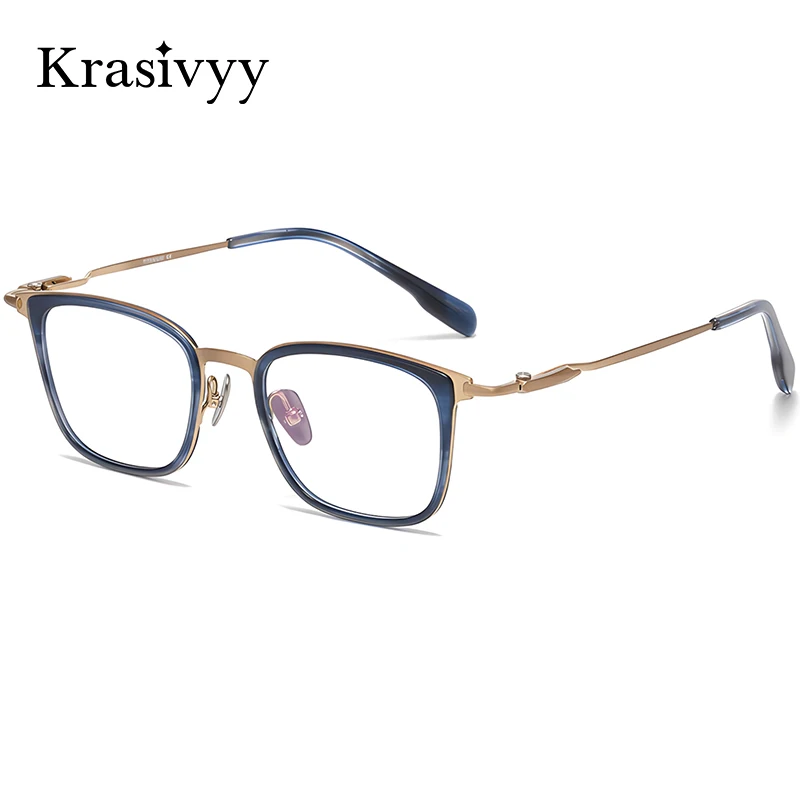 

Оправа для очков Krasivyy из чистого титана, мужская, ультралегкая, квадратная, деловой стиль, для коррекции зрения, итальянский бренд, оптические очки