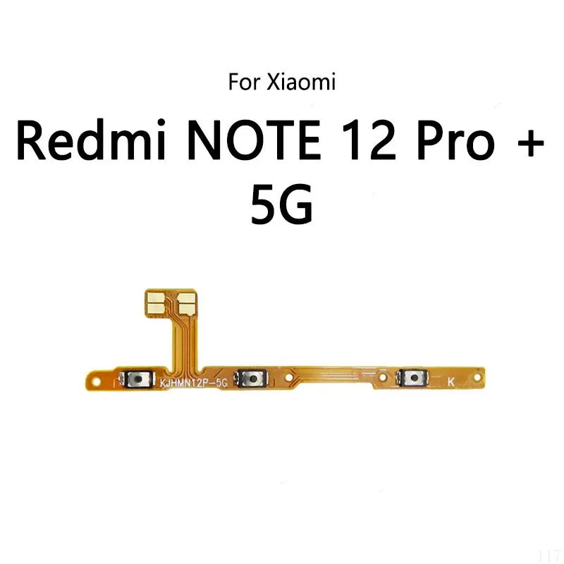 10 шт./лот для Redmi Note 12 Pro Plus, турбо-кнопка питания, переключатель громкости, кнопка включения/выключения, гибкий кабель