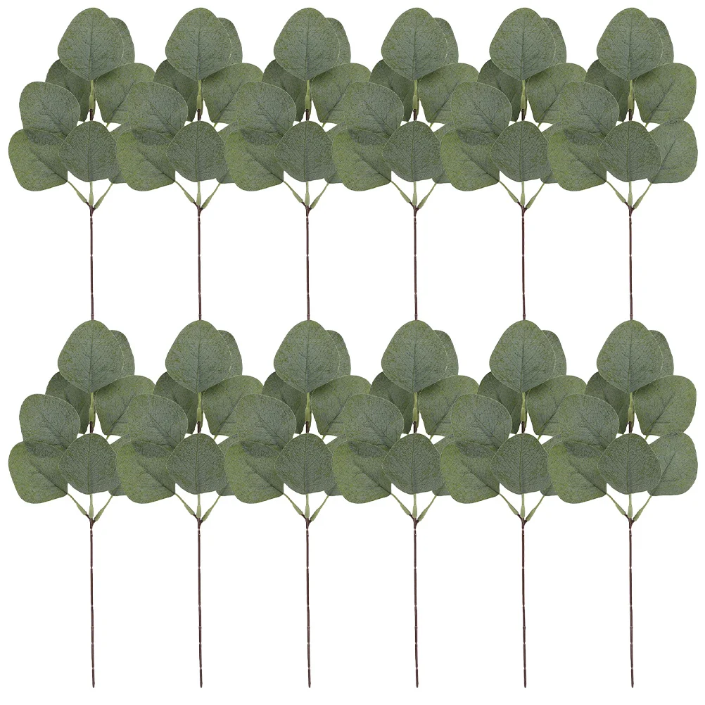 

12Pcs Simulation Eucalyptus Leaves Stems Real Touch Artificial Greenery for Home Decor Office Bedroom Vase Arrangement