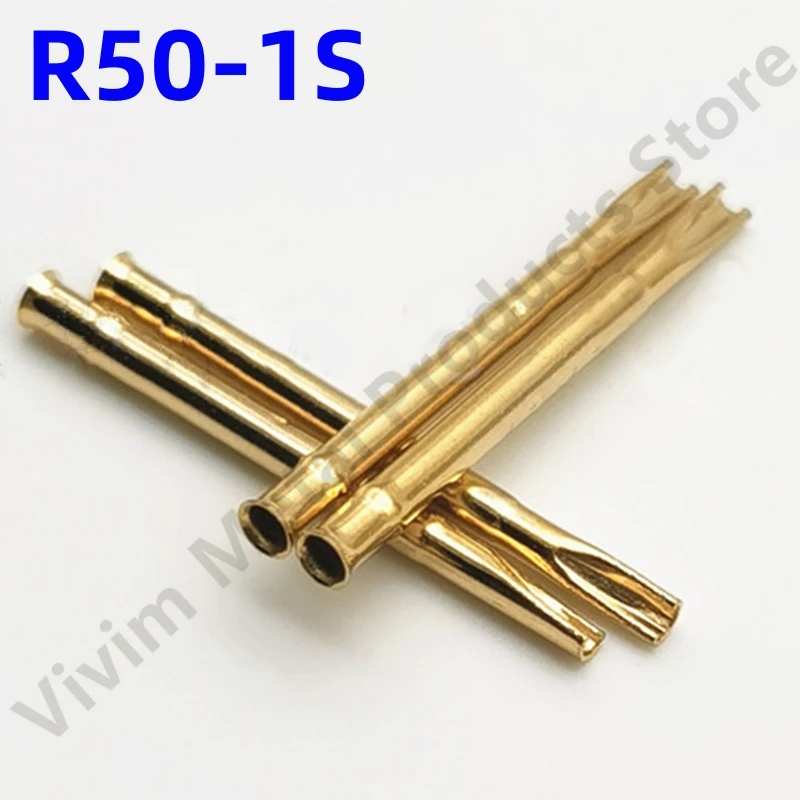 

100PCS R50-1S Test Pin P50-B1 Receptacle Brass Tube Needle Sleeve Seat Solder Connect Probe Sleeve Length17.5mm Outer Dia 0.86mm