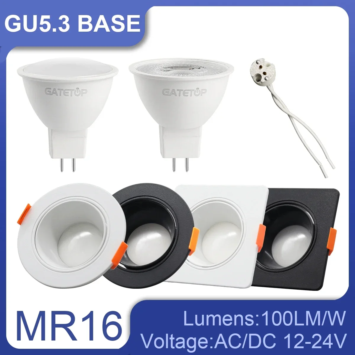 ไฟสปอร์ตไลท์ติดเพดาน LED 5W MR16ไฟสปอร์ตไลท์4-20ชิ้น12V 24V ปรับมุมได้ไฟในร่ม