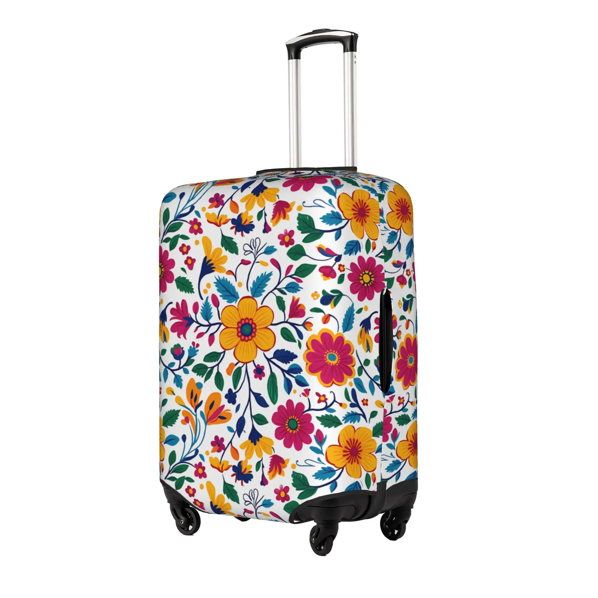 Cute Bright Mexican Otomi Floral Luggage Cover Protector Elastic  Travel Suitcase Covers