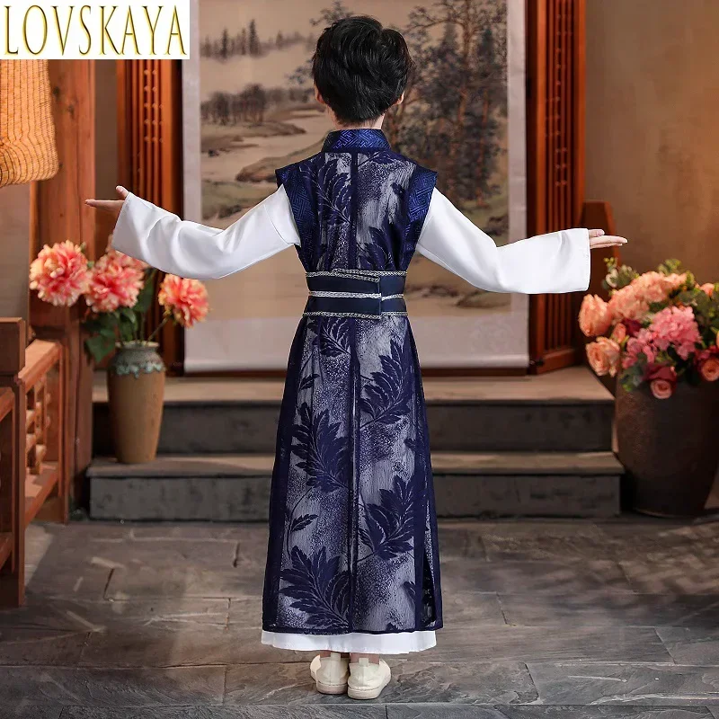 فلوت خيزران للأطفال هانفو ، الباحث الصغير ، الزي القديم ، ملابس الأداء ، أنماط الأولاد والبنات ، أنماط الخريف والشتاء