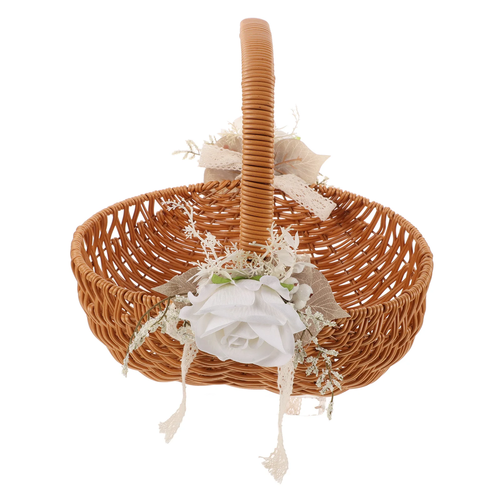 

Rattan H woven Basket Portable Flower Fruits Vegetable Kitchen Party Bread Storage Woven H made Home Decor Treats