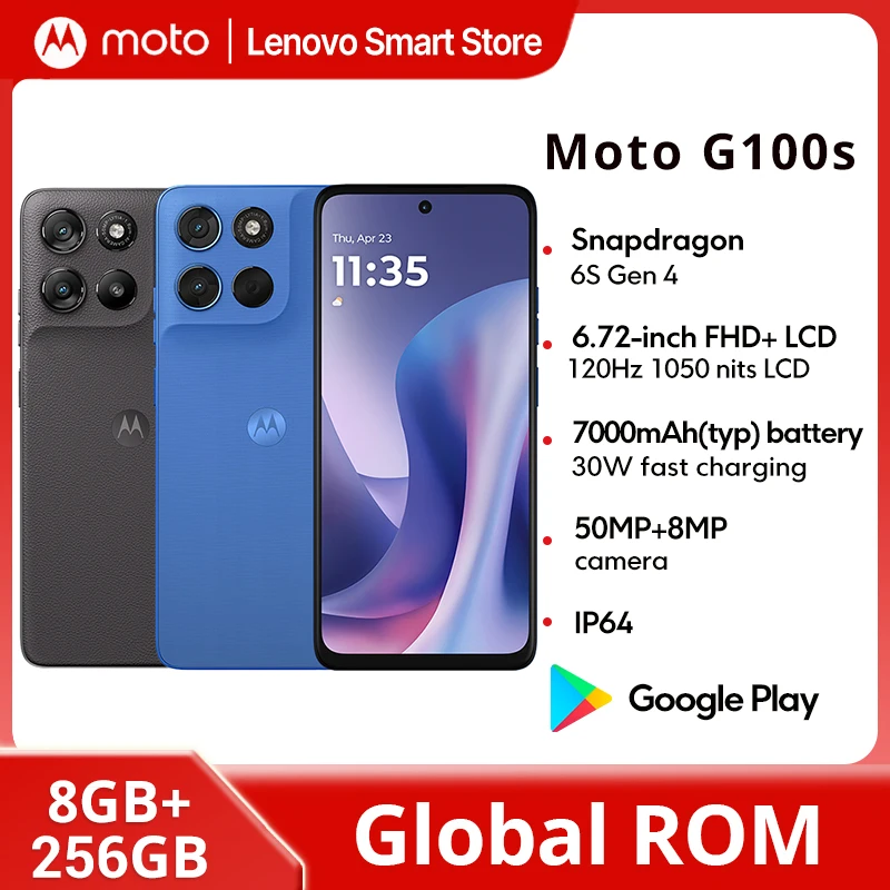 グローバルROM搭載 モトローラ Moto G100s 5G スマートフォン 6.72インチ FHD+ 120Hz アイプロテクション LCDスクリーン 7000mAh Snapdragon 6s Gen4 携帯電話