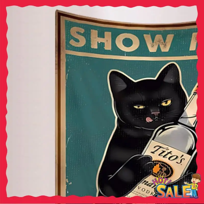 

Забавный плакат BOFO Show Me Your Black Cats, знак «Человек-пещера», винтажная вывеска для бара, настенный декор для бара, 150X130 см, простая установка