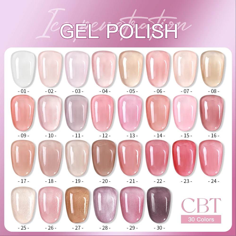 AS 30 Colors Jelly Transparent Gel Nail Polish Nude Pink Skin Color UV Soak Off Gel Varnish Jade Nail Art Gel Lacquer 15ml