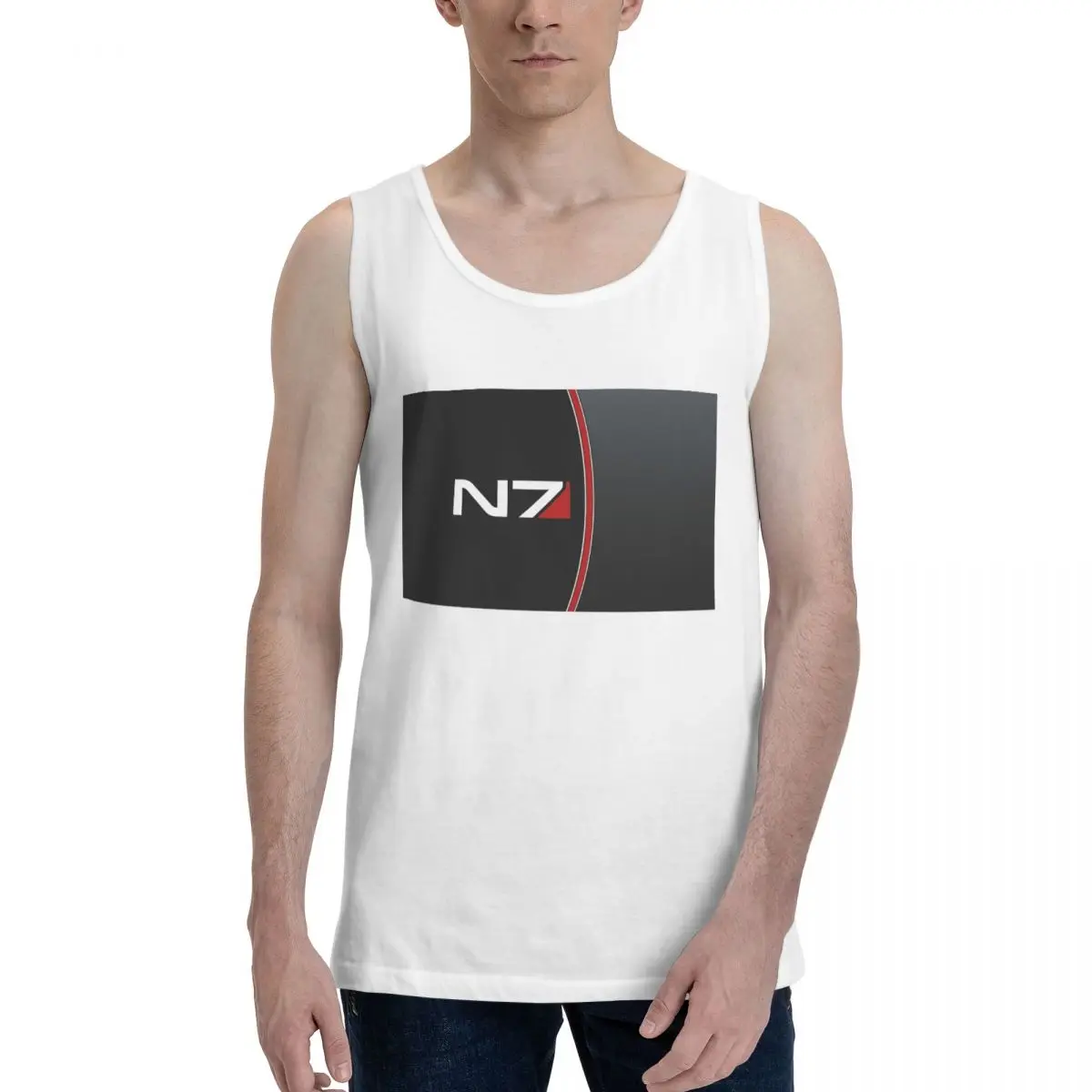 N7 Mass Effect Emblem! 100% Cotton Men's Sweatshirt Vest Sleeveless Clothing Tees Men Tank Tops T-shirt
