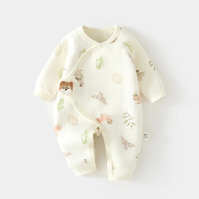 

Теплый комбинезон для новорожденных, стеганый, с воздушным слоем, утолщенный, бесшовный, в виде пеленки-комбинезона