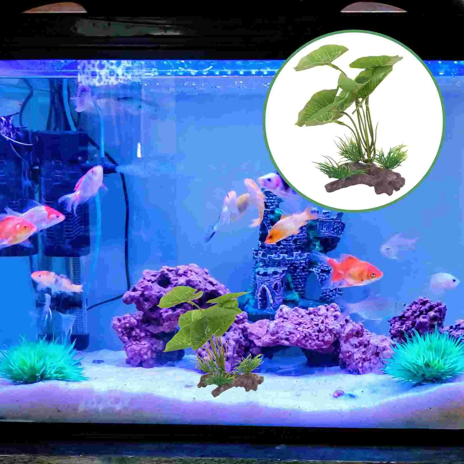 

Fish Aquarium Plants Tank Artificial Water Decor Leopard Print Terrarium Decorations