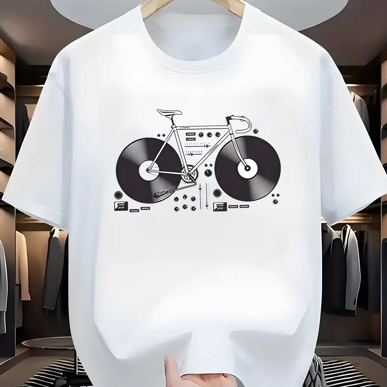 تي شيرت كاجوال للرجال بتصميم سجل دراجة فريد من نوعه من البوليستر المسامي ورقبة دائرية وأكمام قصيرة مثالي للصيف #2