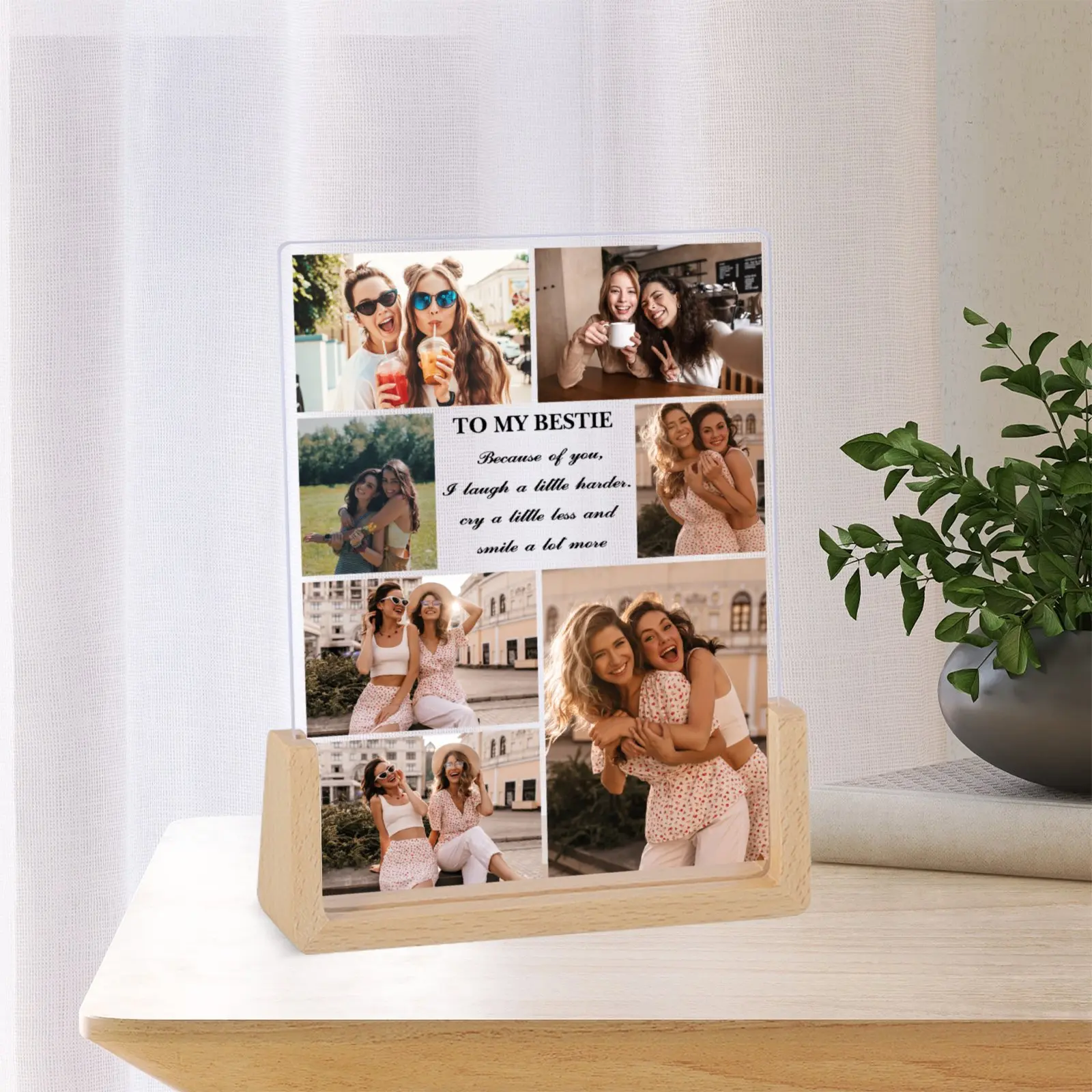 Custom Photo Collage Frame Friendship Gift for Best Friend Bestie Sister Personalized Acrylic Plaque Bedroom Decor Birthday Gift