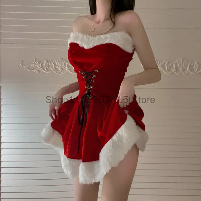 Vestido de xale vermelho cosplay para mulheres, Santa, Natal, fofo, kawaii, capa, roupa, feriado, festa, fêmea, outono, inverno