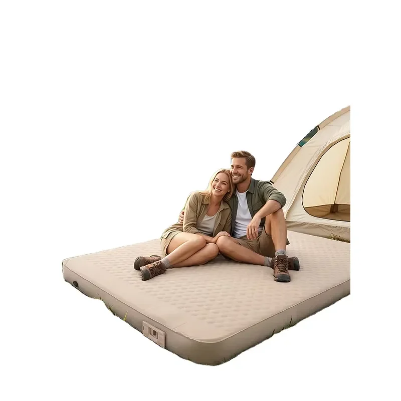 Cheese-shaped Pad Built-in Pump Dual-use Sponge Mattress Double-sized Self-inflating Composite TPU Flocking Cover 200cm