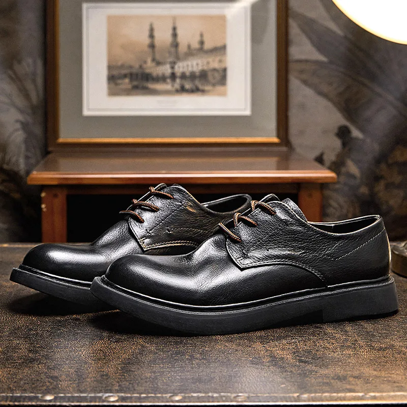 Chaussures en cuir pour hommes, mocassins faits à la main, Brogue décontractées, bottes de travail, Business, nouvelle collection 2023