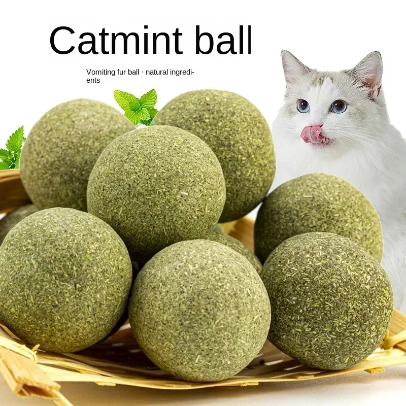 5PCS Natural Catnip Cat Wall Stick-on Ball Toys Treats Healthy Natural Removes Hair Balls To Promote Digestion Cat Grass Snack