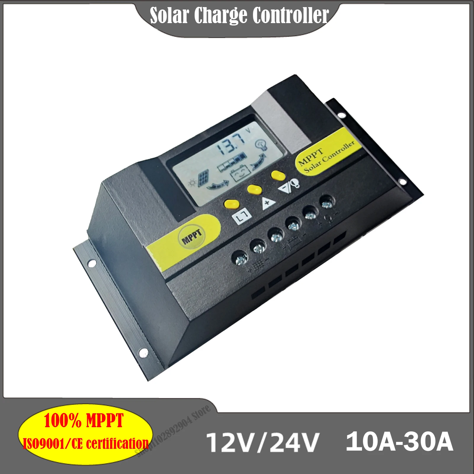 

30A 20A 10A MPPT Solar Charge Controller 12V/24V Battery Regulator Solar Panel Controller LCD Display with Dual USB