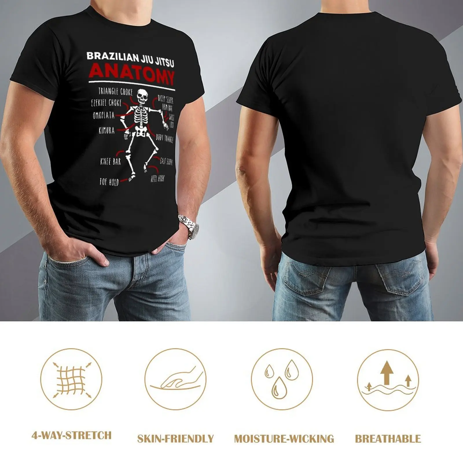Brazilian Jiu Jitsu Anatomy Skeleton Funny Martial Arts T Shirts Graphic Streetwear Short Sleeve Harajuku Hip Hop T-shirt