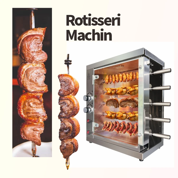Automatic Rotar Vertical Stainless Steel Gas Rotisserie Chicken Roaster Oven Grill Machine Kebab Barbecue Free Spare Parts