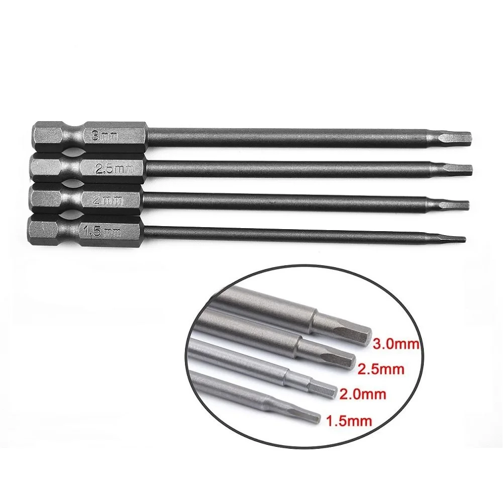 4Pcs Hex Shank Magnetic Head Screw Driver Screwdriver Bit 1.5/2.0/2.5/3.0mm Security Drill Magnetic Bit Torx Screwdriver